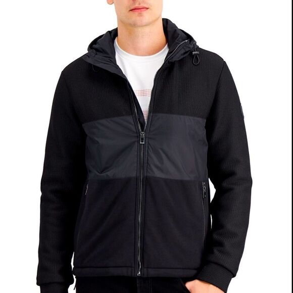 💲298 Michael Kors Men’s Mixed- Media Full Zip Medium Hoodie - Picture 6 of 8